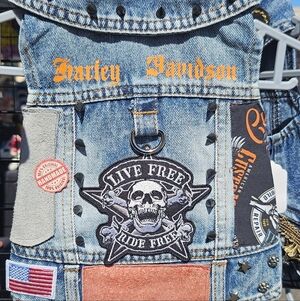 1 Of A Kind Harley-Davidson Denim Vest with Patches For Dogs